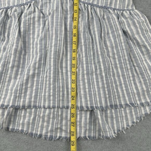 Umgee Linen Blend Top Womens Medium Blue White Striped Babydoll Swing Tank Boho - Picture 11 of 11